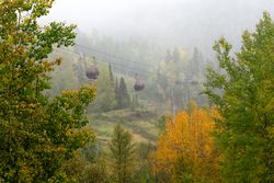 Cable car in the fog