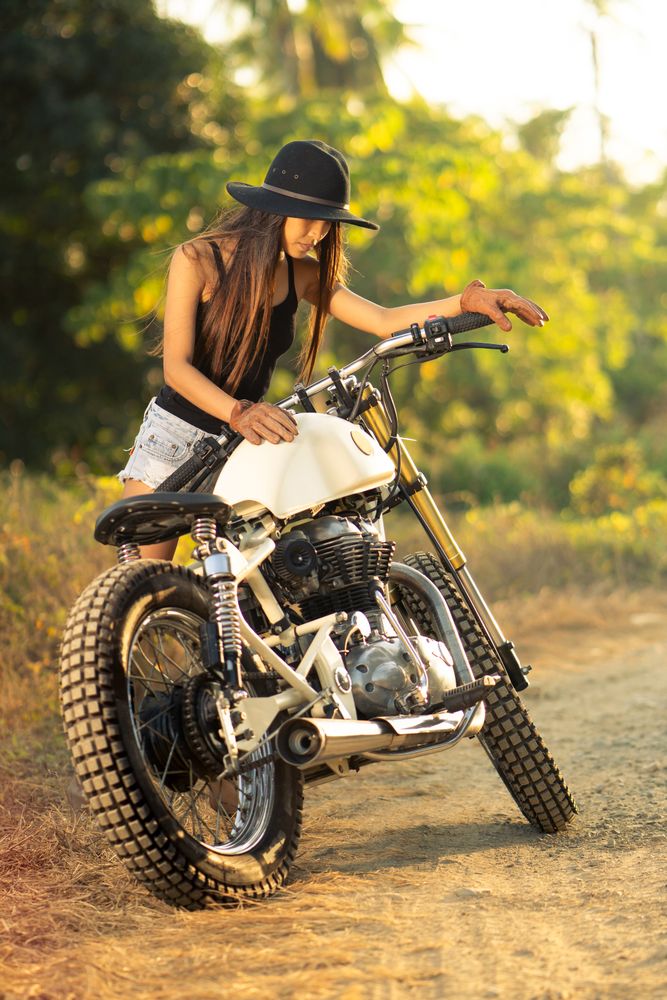 female on motorbike