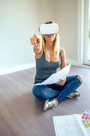 Woman watching with virtual reality glasses