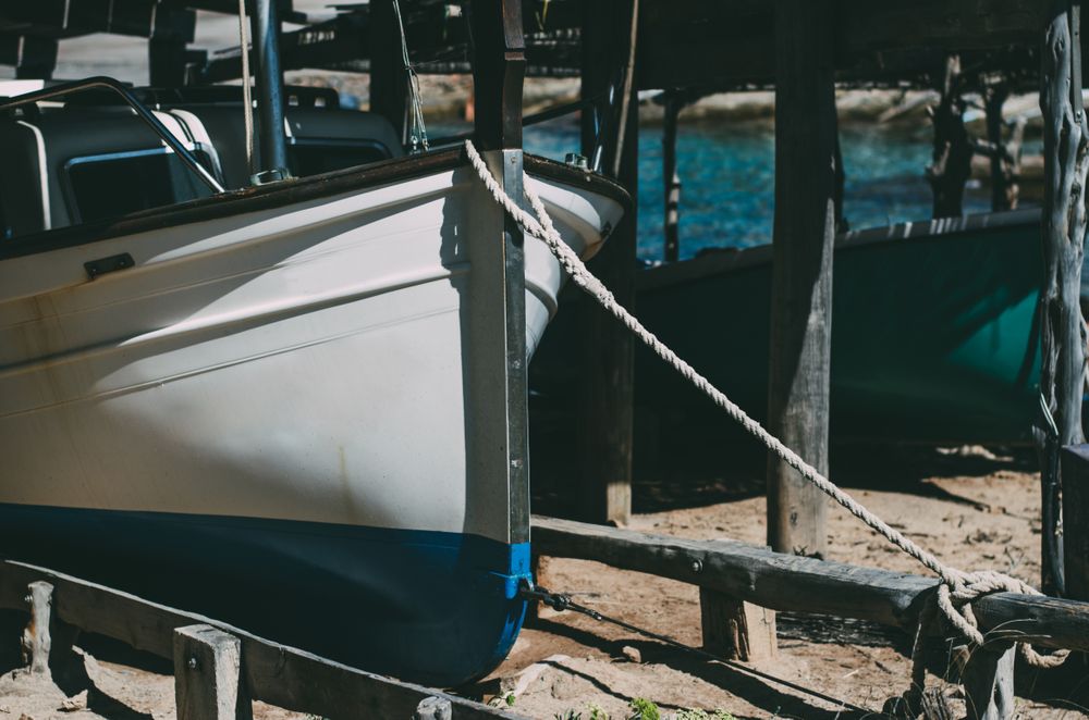 Boats anchored in the pier