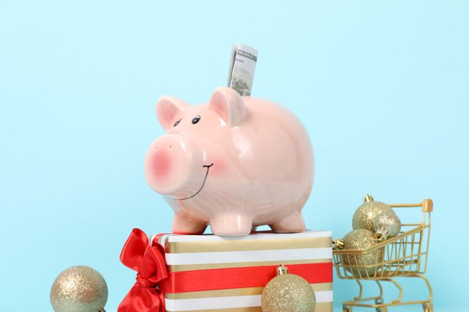 Concept of Christmas finance with piggy bank