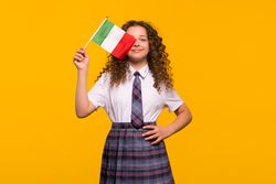 Girl posing with Italian flag