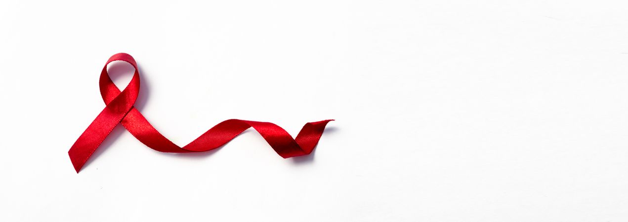 Red ribbons, HIV awareness concept, world AIDS day, world hypertension day, world cancer day