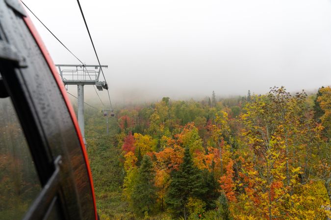 View of fall forest from cable car
