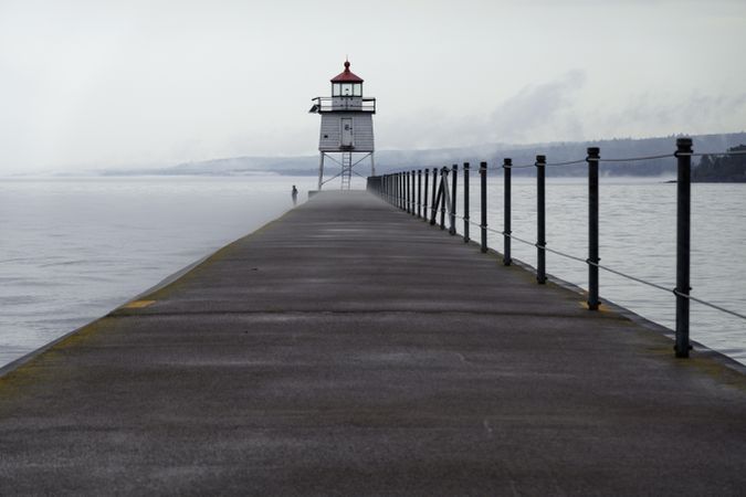 One person at Two Harbors Light House in Minnesota