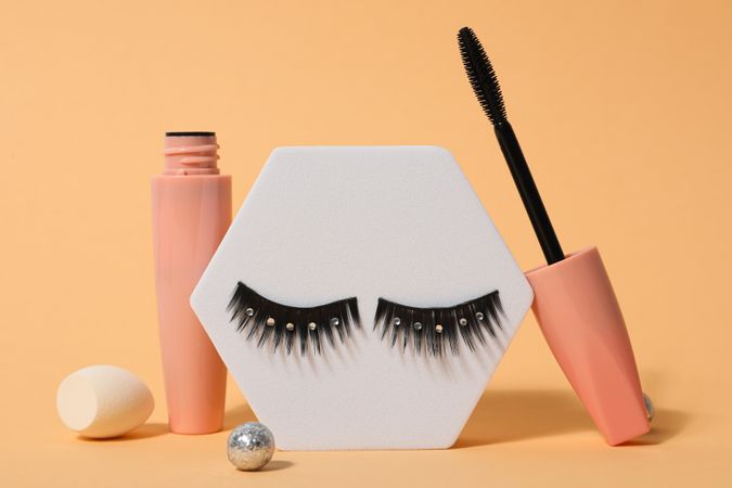 False eyelashes, concept of different makeup accessories