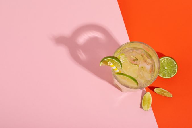 Glass of mojito, delicious fresh summer cocktail, space for text
