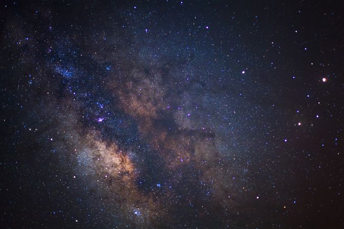 The center of milky way galaxy and space dust in the universe, Night starry sky with stars