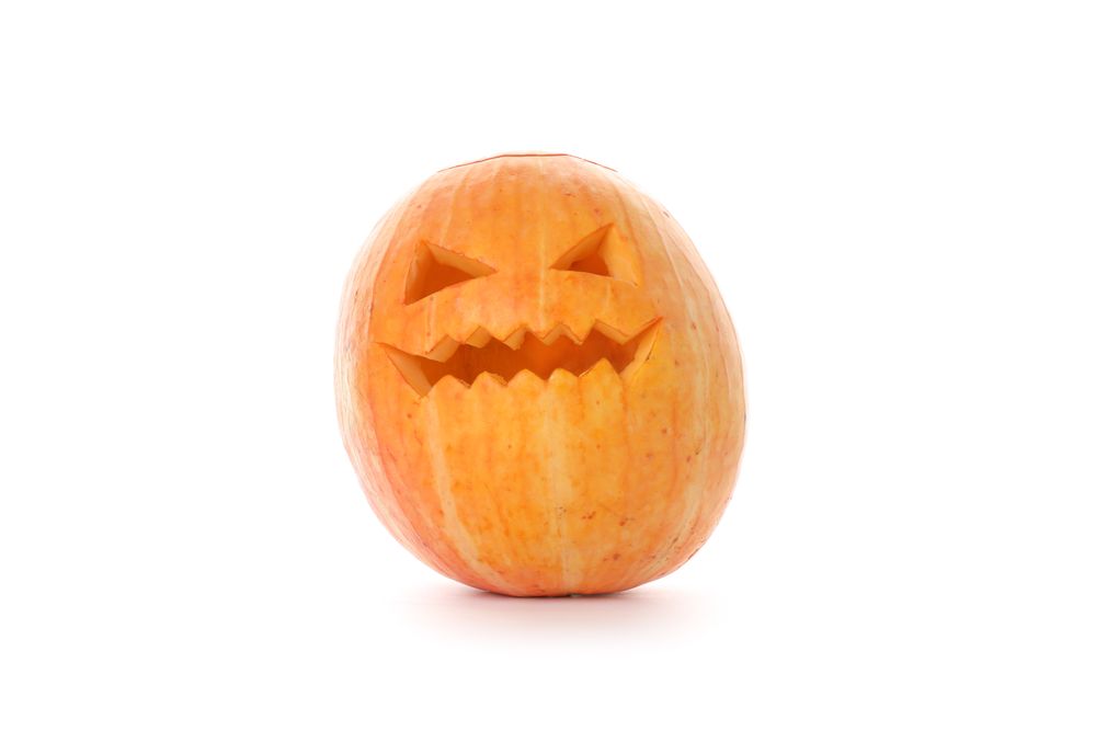 Halloween decorative pumpkin isolated on plain background