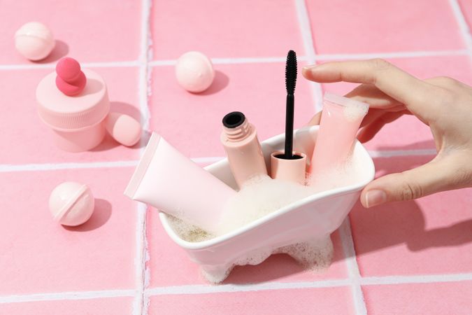 Concept of cosmetic and beauty care accessories