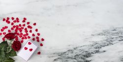 Valentine’s Day gifts with present and small hearts