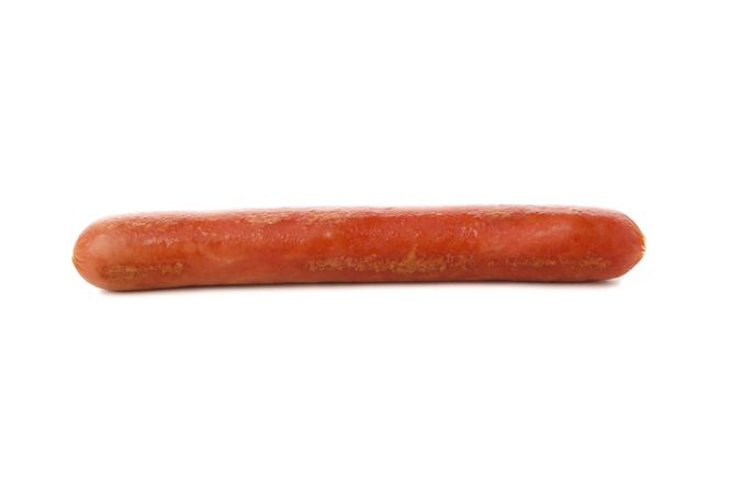 Tasty fried sausage isolated on plain background