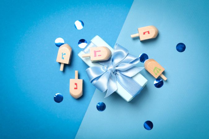 Concept of Jewish holiday, Hanukkah, top view