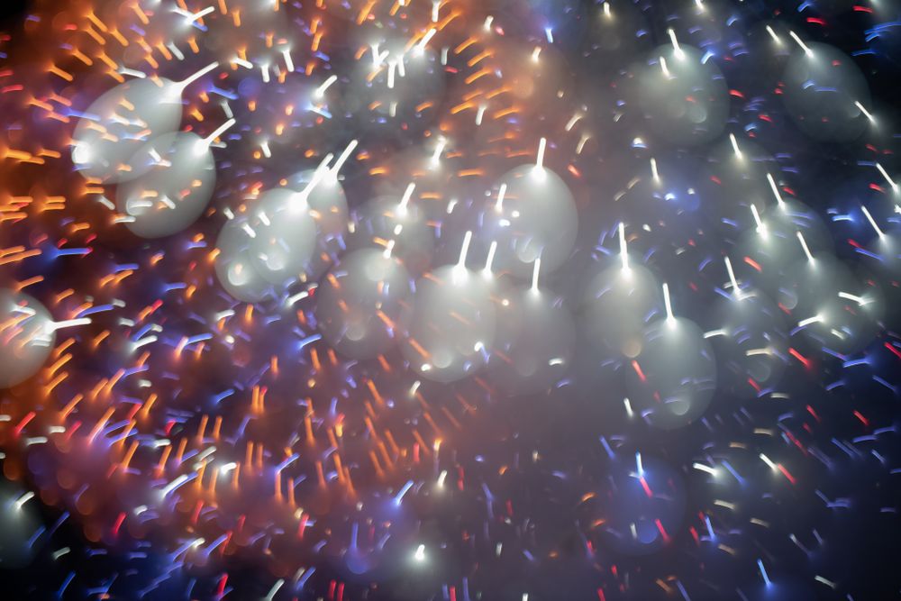 Bright fireworks on night sky