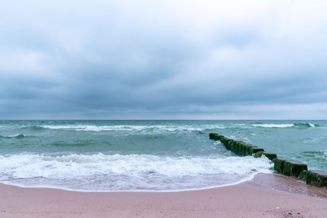 Seascape on Sylt island beach, in North Sea, Germany