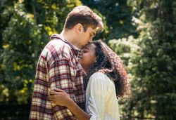 First love: young lovers in the park