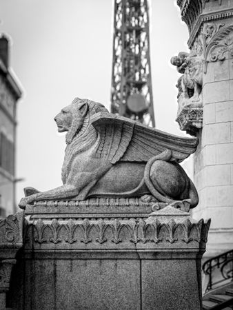 Winged lion scultpure