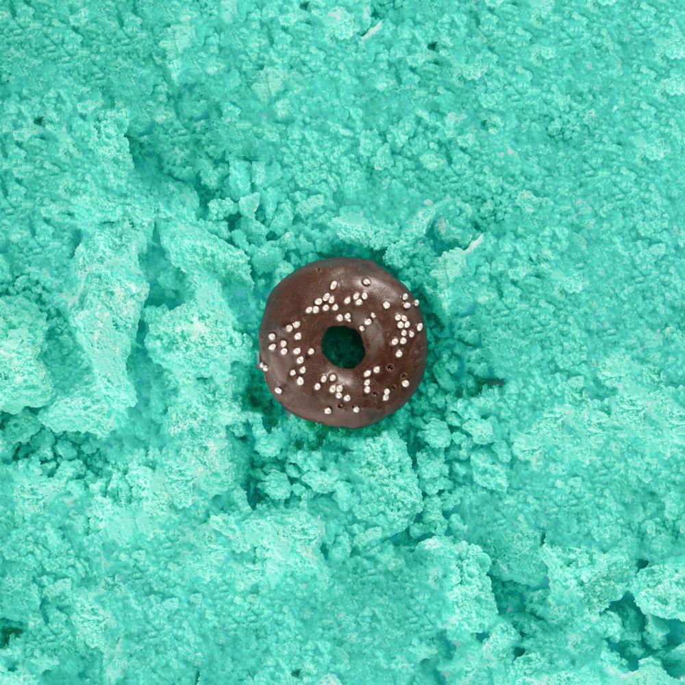 Donut on green dust