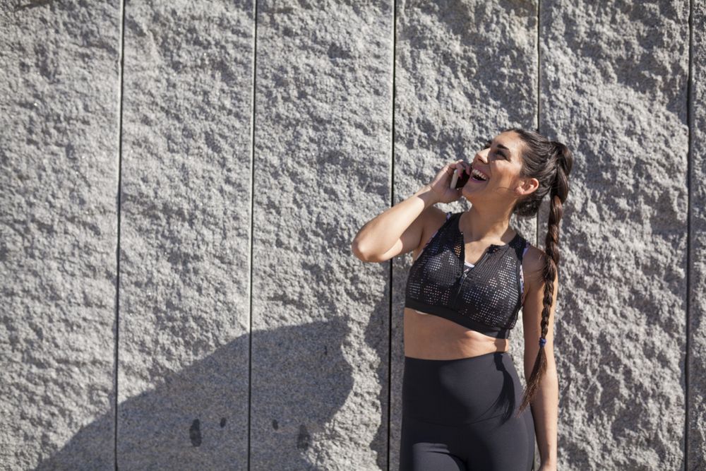 brunette woman running