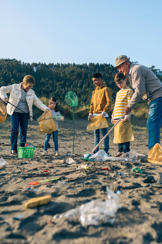 Volunteers cleaning the beach