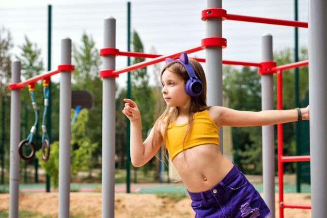 Schoolgirl playing on playground