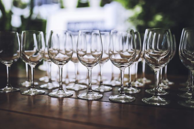 Wine glasses on table