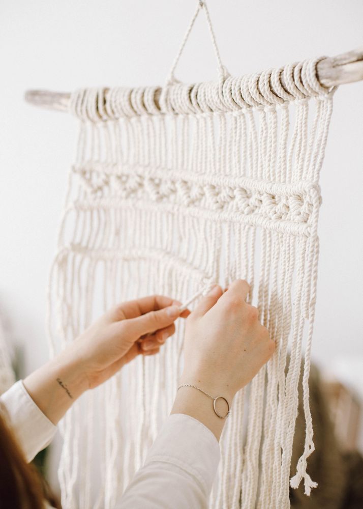 Person knitting crochet