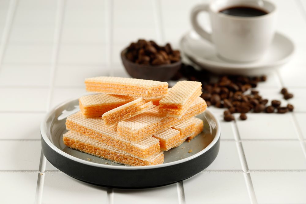 Wafer snack served with coffee