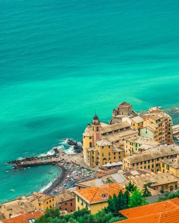 High angle view of Camogli in Italy