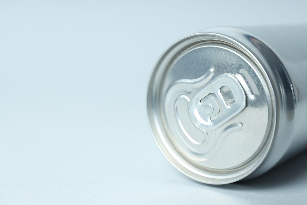 Concept of drink, blank can, space for text