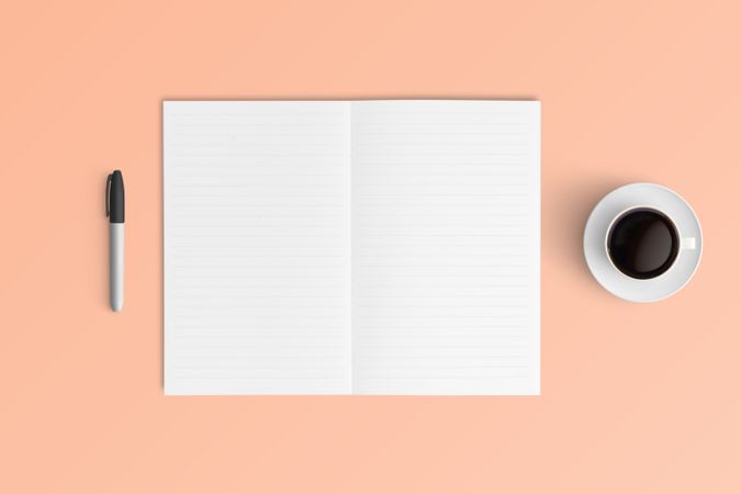 Modern workspace with  copy space on color background
