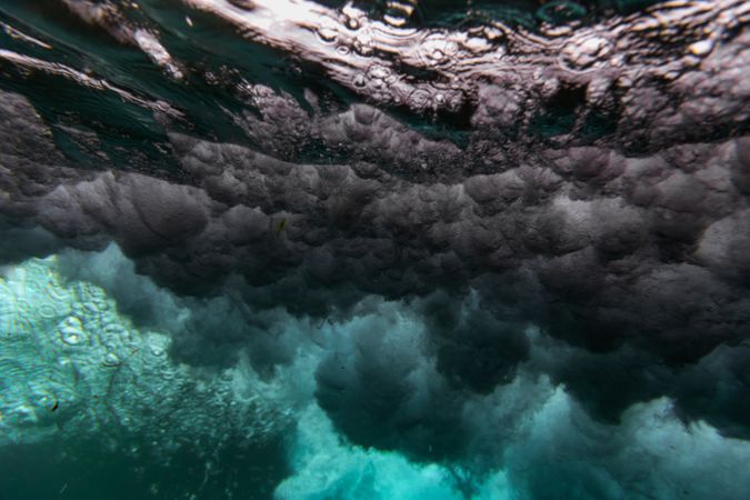 Splashes in water of sea