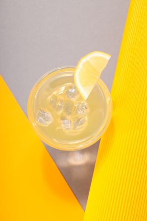 Concept of tasty drink, Limoncello, top view
