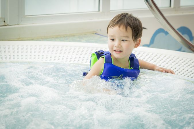 Boy Having Fun at the Water Park