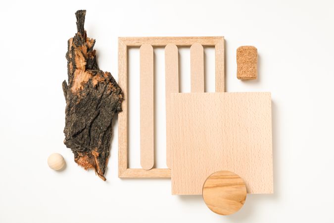 Flat lay of creative moodboard composition, top view