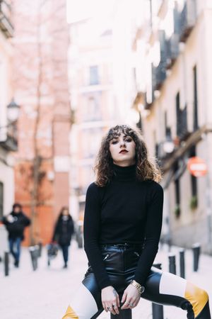 Young pretty woman posing in Madrid streets