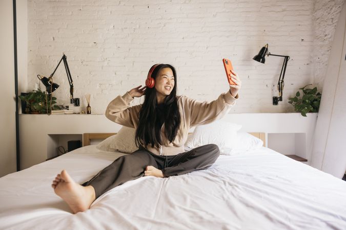 Young female on bed