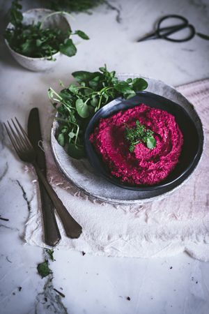 Hummus on plate