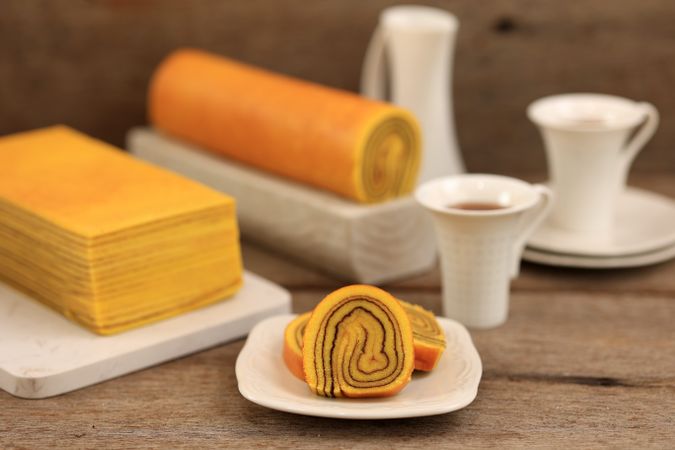 Mini Lapis Legit Roll, Delicious Traditional Cake from Indonesia with Spice and Cinnamon.