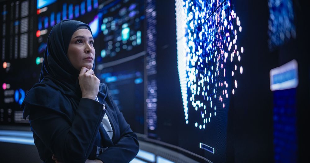 Portrait of a Thoughtful Middle Eastern Software Developer Working in Technological Corporate Office.