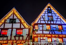 Christmas lights on buildings in Colmar, Alsace, France bDrRA5