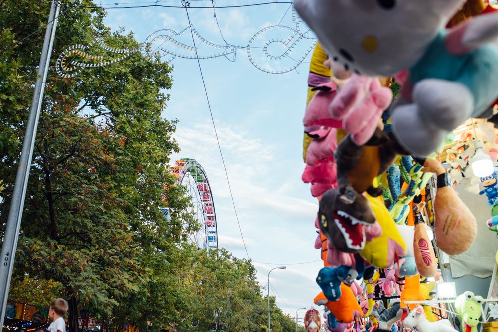 Toys on stall on fairground
