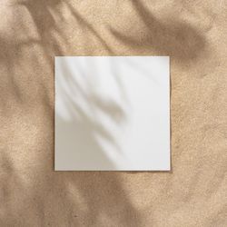 Sand with palm leaf shadows and central square