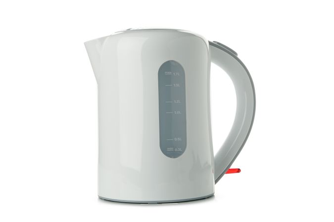 Modern electric kettle isolated on light background