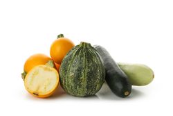 Bunch of different zucchini isolated on plain background