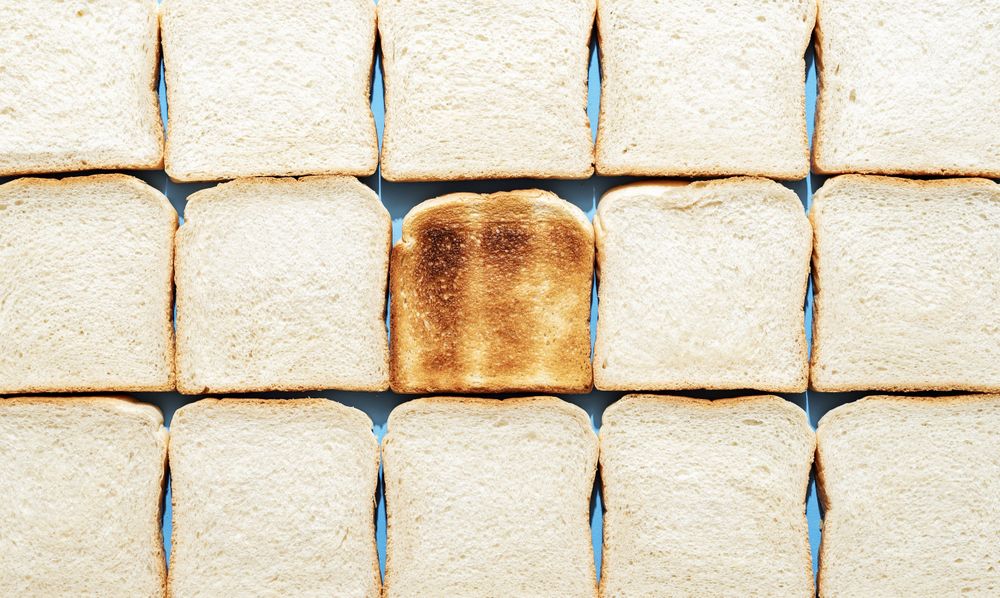 Bread slices arranged in a grid