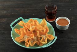 Plate of deep fried wonton snacks