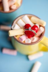 Sweet dessert for Valentine's day with heart with ring