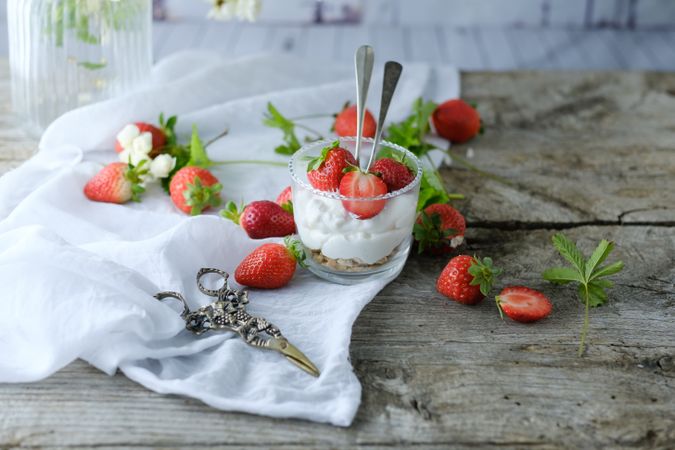 Dessert of ripe strawberries