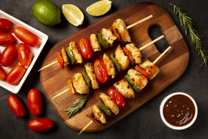 kebab - Grilled chicken meat with vegetables.